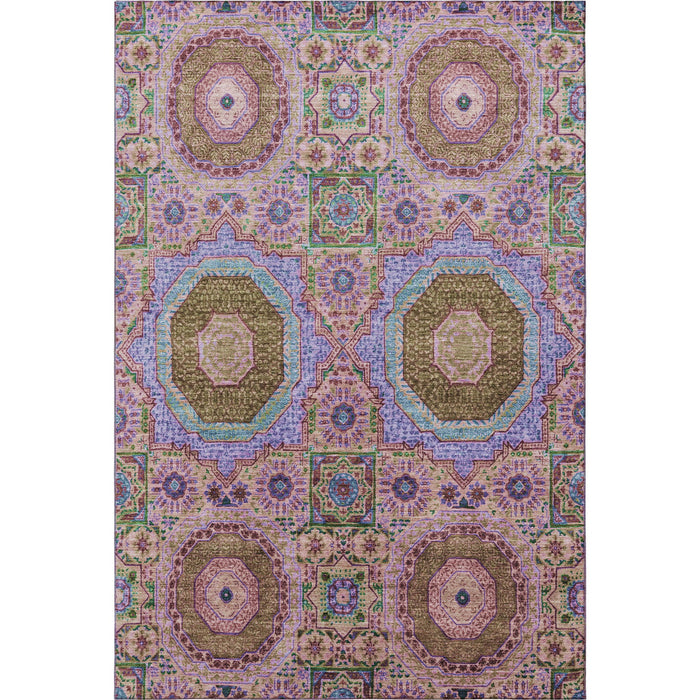 10' X 14' Medallion Washable Area Rug With UV Protection (708223) - Pink / Teal / Taupe