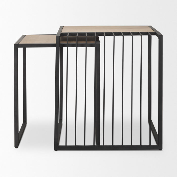 Solid Wood And Metal Square Sled Nested Tables (Set of 2) - Black