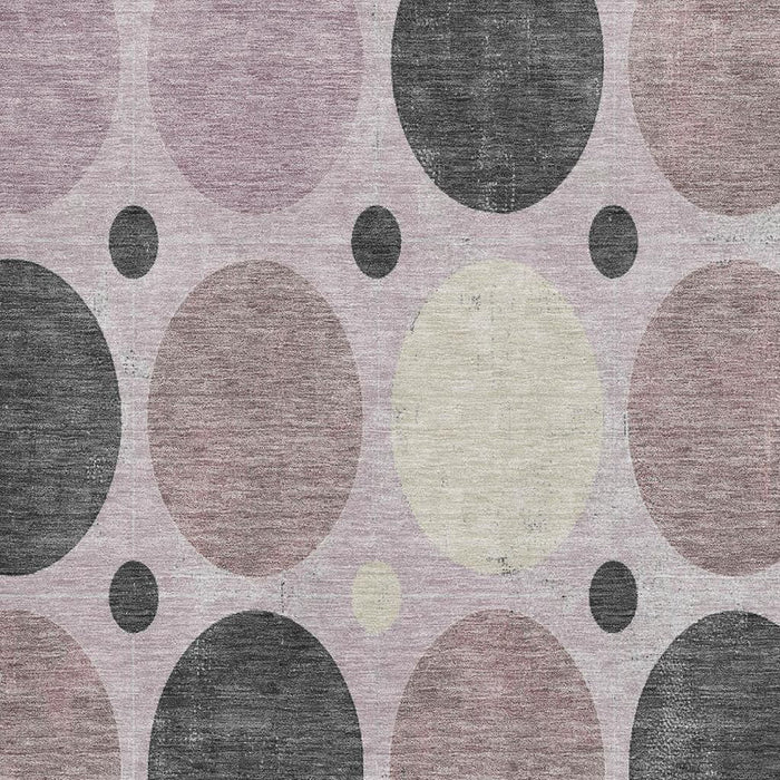 10' X 14' Geometric Washable Area Rug With UV Protection (709150) - Blush / Charcoal / Ivory