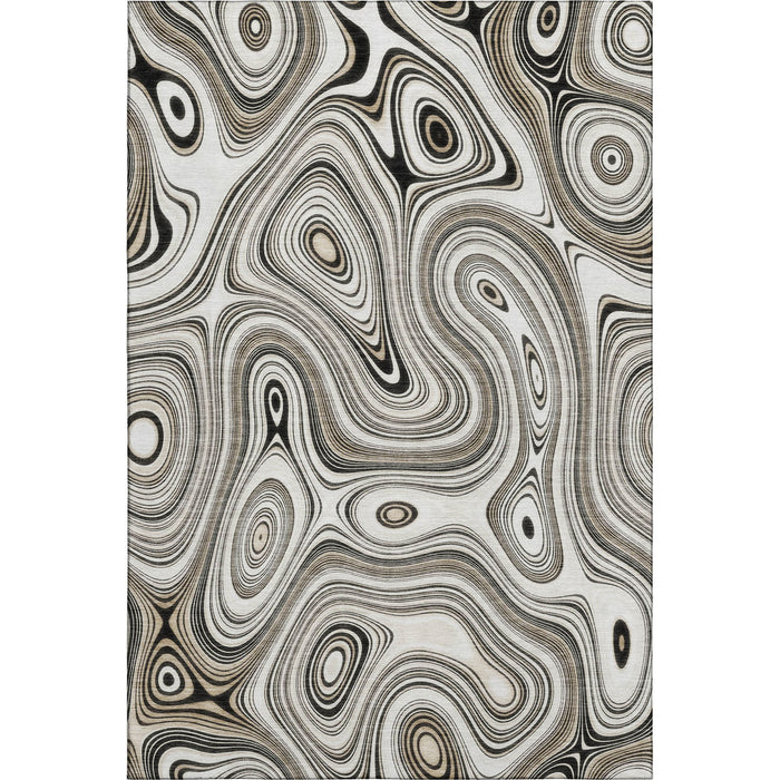 10' X 14' Geometric Washable Area Rug With UV Protection (717729) - Ivory / Charcoal