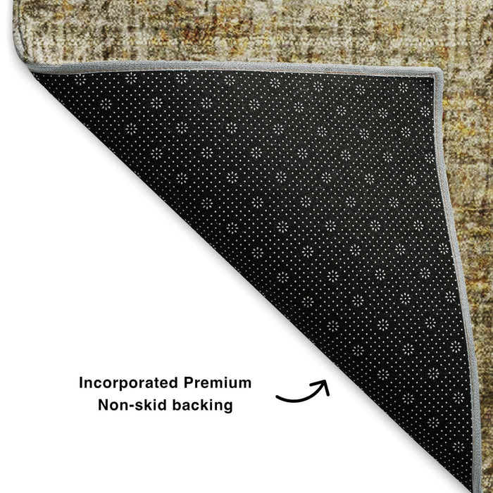 9' X 12' Abstract Washable Area Rug With UV Protection (650655) - Beige / Ivory