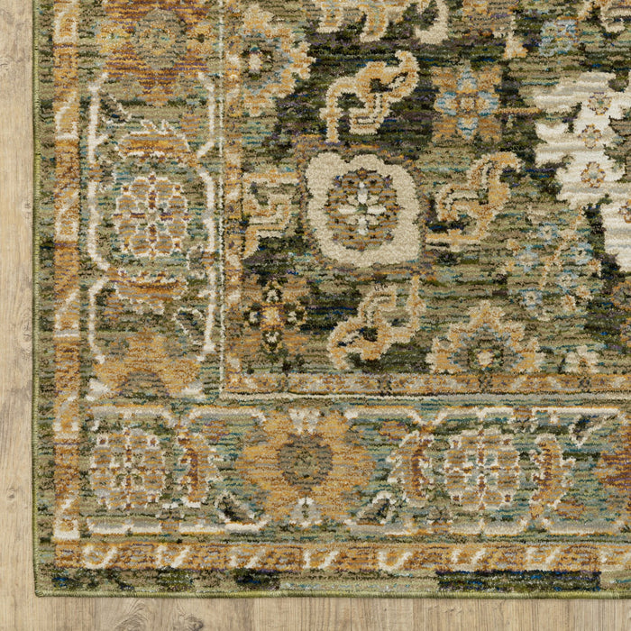 9' X 12' Oriental Area Rug - Green And Gold