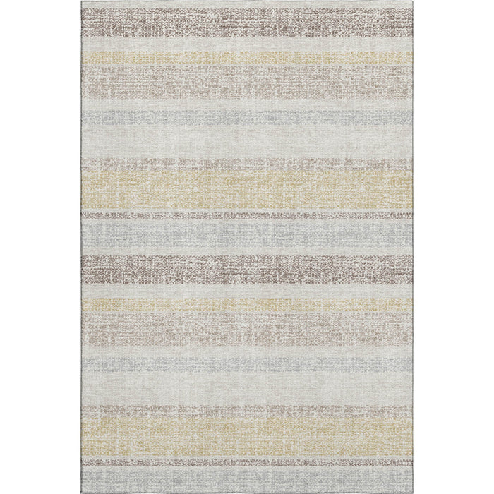 10' X 14' Striped Washable Area Rug With UV Protection (718611) - Ivory / Beige