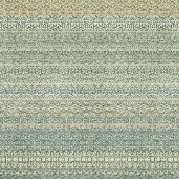 9' X 12' Striped Washable Area Rug With UV Protection (647487) - Fern Green / Ivory