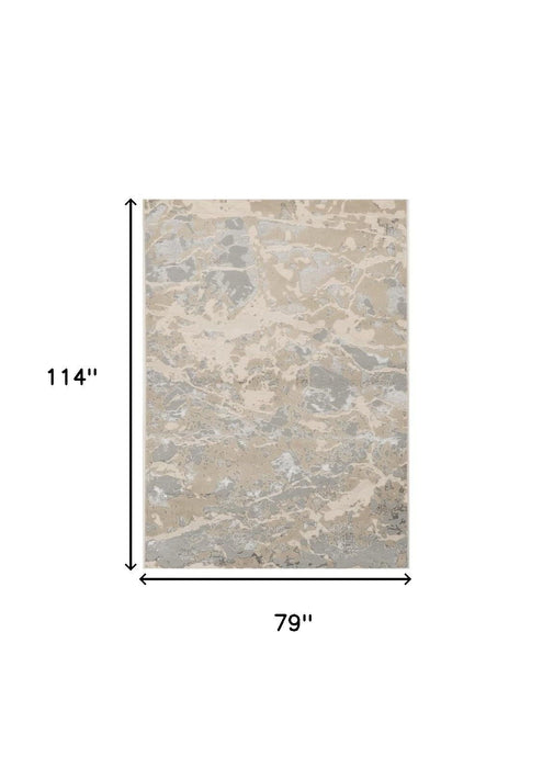 7' x 10' Machine Woven Abstract Indoor Area Rug - Sand Gray