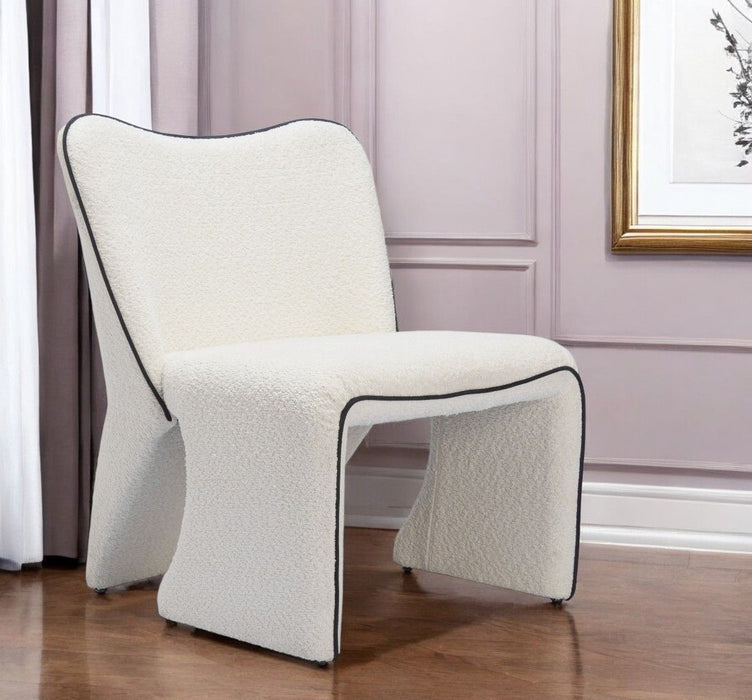 29" Modern Faux Shearling And Upholstered Side Chair - Ivory
