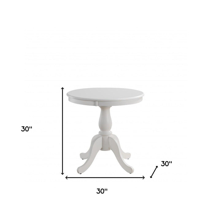 30" Rounded Solid Manufactured Wood Pedestal Base Dining Table - White