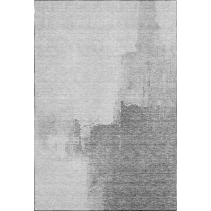 10' X 14' Abstract Washable Area Rug With UV Protection (693066) - Silver / Gray / Charcoal