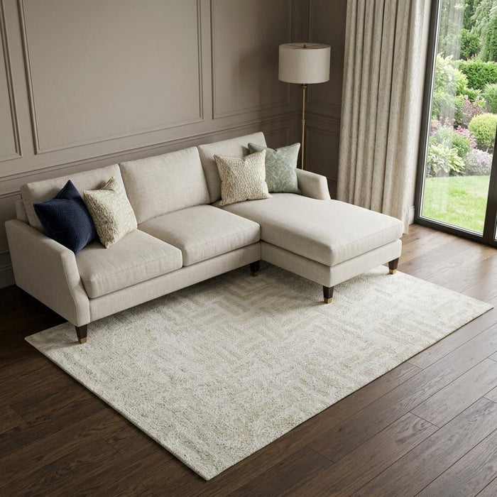 10' X 14' Abstract Geometric Washable Area Rug With UV Protection (673549) - Ivory / Beige