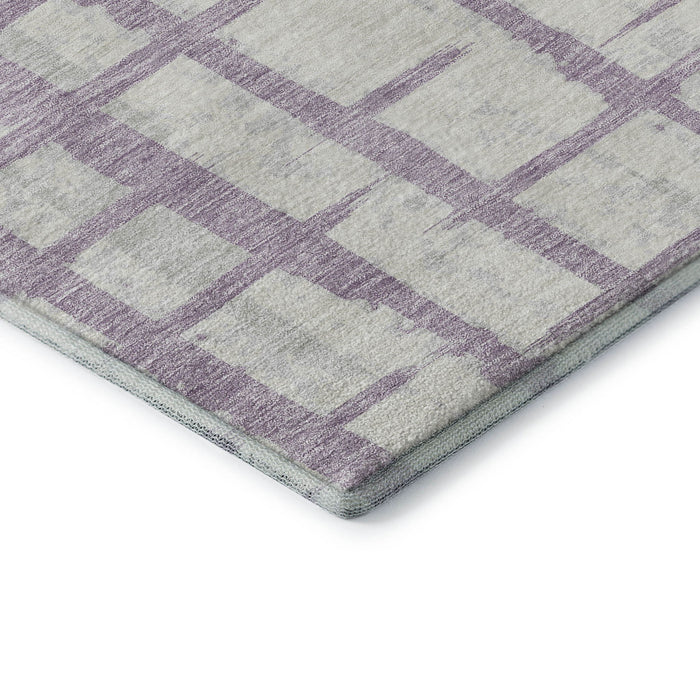10' X 14' Striped Washable Area Rug With UV Protection (669384) - Lavender / Beige