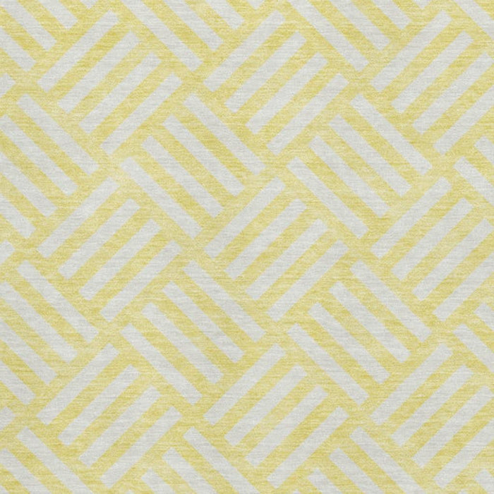 10' X 14' Geometric Washable Area Rug With UV Protection (652449) - Yellow / Ivory