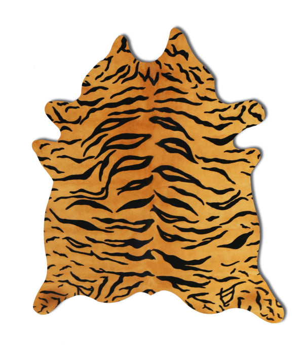 72" x 84" Cowhide - Rug - Tiger Chocolate On Natural