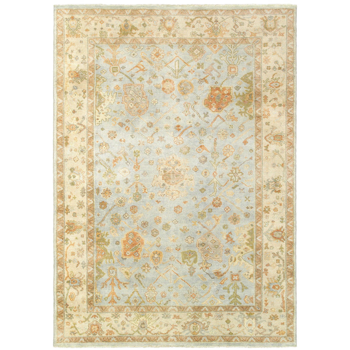 9' X 12' Wool Oriental Hand Knotted Area Rug (576362) - Blue / Sand
