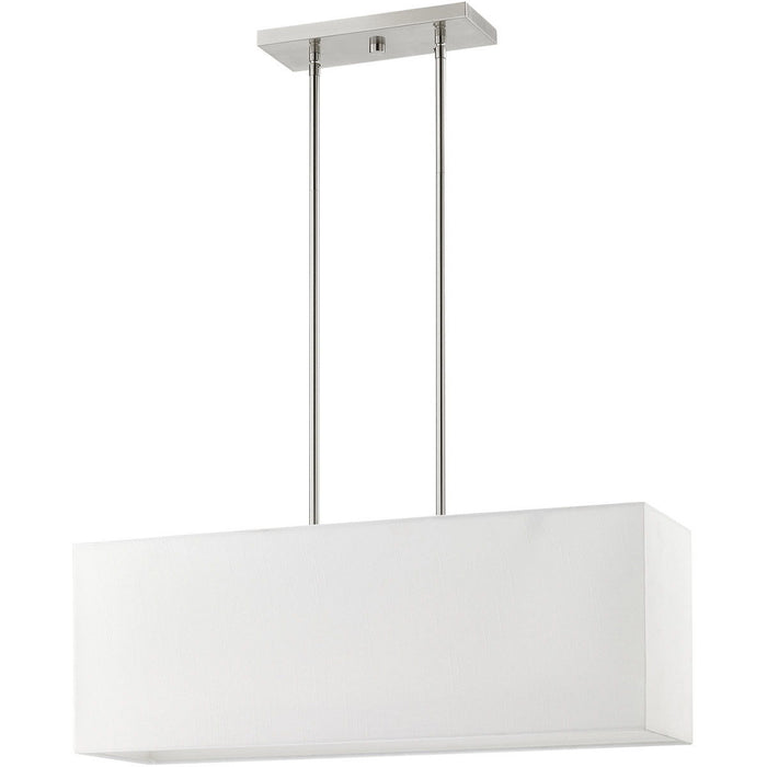 12" Three Light Dimmable Chandelier With Shades - Nickel