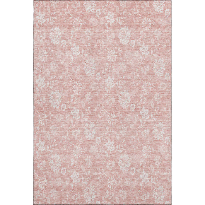 10' X 14' Floral Washable Area Rug With UV Protection (656004) - Pink / Ivory