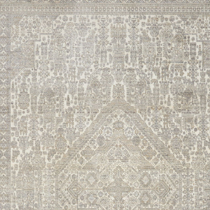 5' X 8' Floral Non Skid Area Rug With Fringe (550252) - Ivory / Beige / Cream
