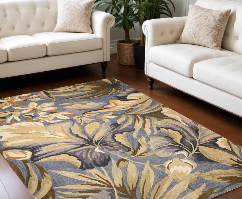 93" x 114" Wool Rug - Blue