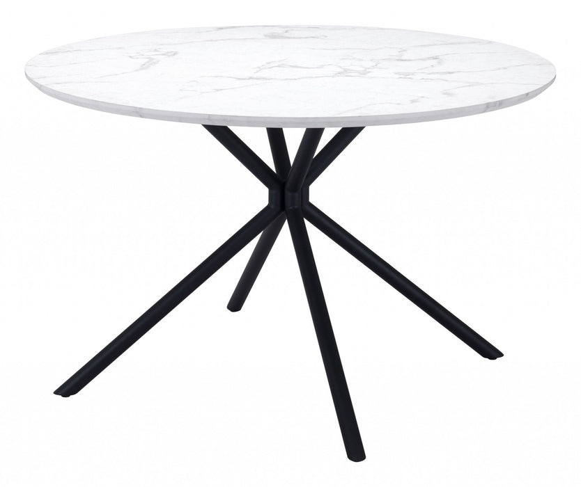 47" Rounded Steel Dining Table - White