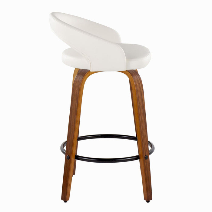 Grotto - 32.5" Upholstered Fixed-Height Counter Stool (Set of 2) - Walnut Wood Base