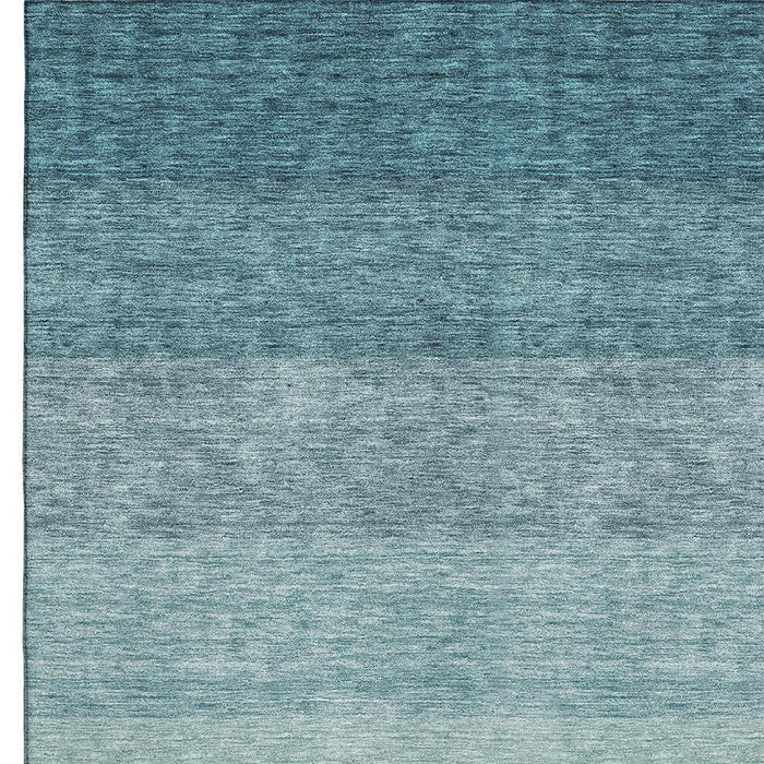 10' X 14' Ombre Washable Area Rug With UV Protection (673819) - Teal / Ivory