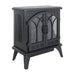 Giga 24-inch 3D flame electric infrared quartz fireplace stove in antique black with remote control, showcasing realistic flame effects.
