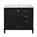 Modern Giga bathroom vanity with sink, solid wood frame, soft closing door, and three drawers for stylish bathroom storage.