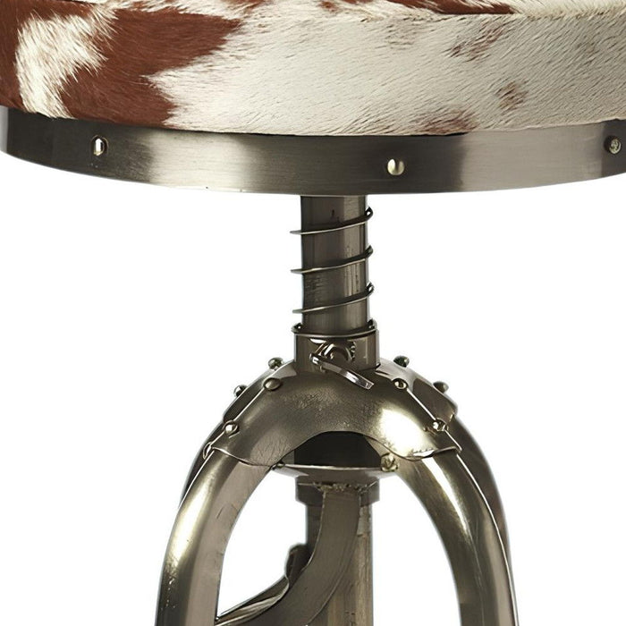 Swivel Backless Bar Chair - Brown / White