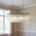 Black metal chandelier with eight crystal glass shades, modern statement lighting fixture by HomeRoots