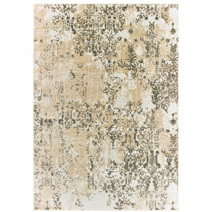 6' x 9' Abstract Power Loom Stain Resistant Area Rug - Gray And Gold