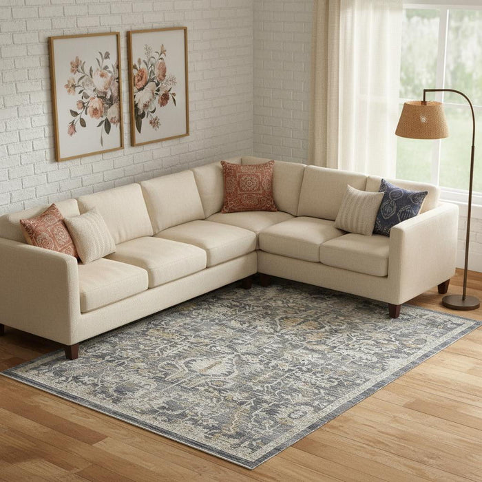 9' X 11' Floral Area Rug (554751) - Gray / Beige