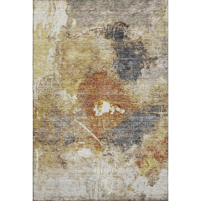 10' X 14' Abstract Washable Area Rug With UV Protection (688316) - Taupe / Gold / Blue