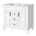 Giga bathroom vanity with top sink, basin on cabinet, two soft-closing doors and two drawers in a modern bathroom setting