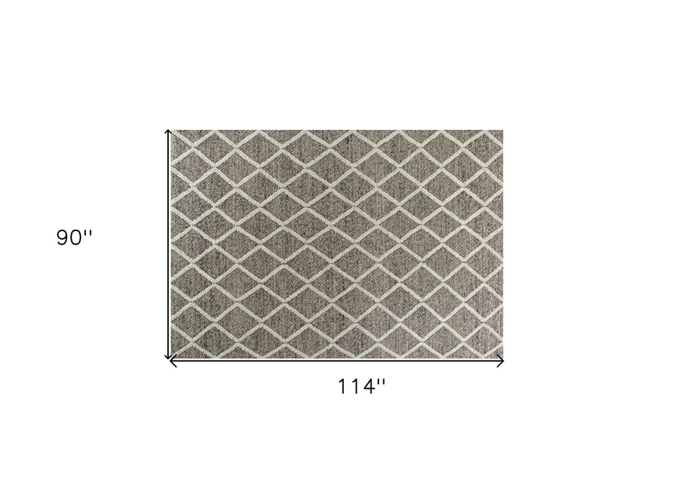 8' x 10' Hand Woven Diamond Pattern Indoor Area Rug - Dark Gray