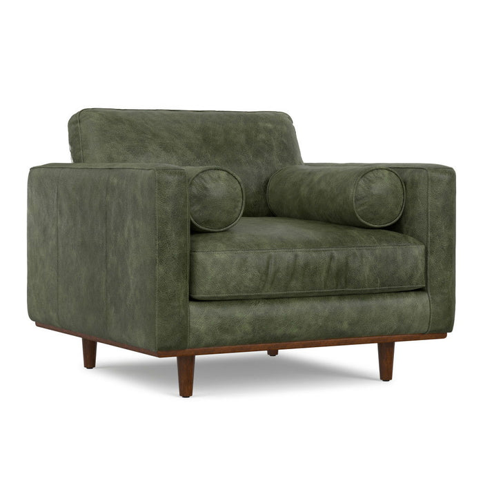 Leather Arm Chair - Green / Brown