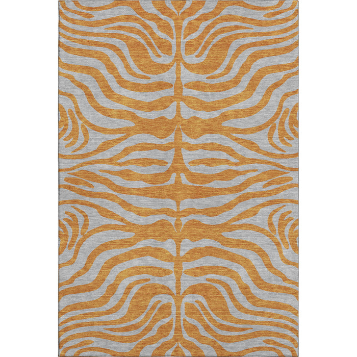 10' X 14' Animal Print Washable Area Rug With UV Protection (681839) - Orange / Gray
