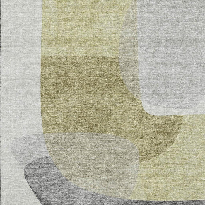 10' X 14' Abstract Washable Area Rug With UV Protection (718545) - Fern Green / Gray