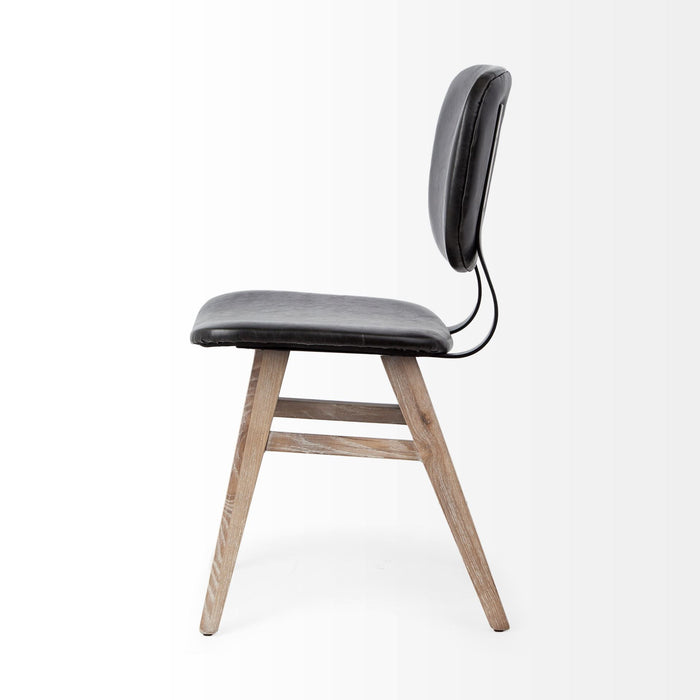 Upholstered Faux leather Open Back Side Chairs (Set of 2) - Brown / Black
