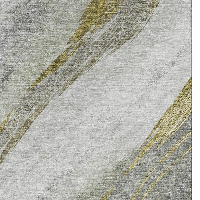 10' X 14' Abstract Washable Area Rug With UV Protection (715477) - Sage / Gray