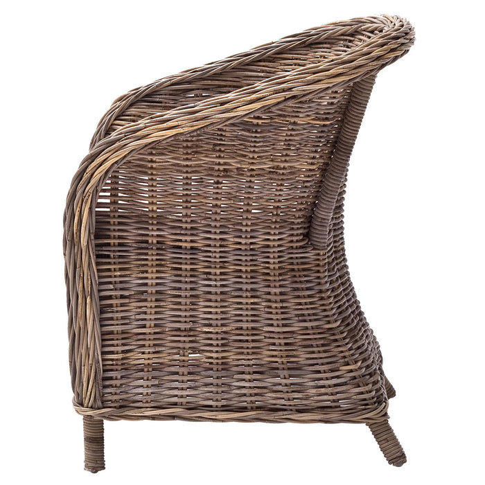 Round Wicker Club Armchairs With Seat Cushion (Set of 2) - Natural