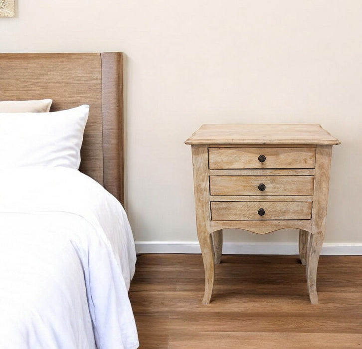 29" Three Drawer Nightstand - Light Brown