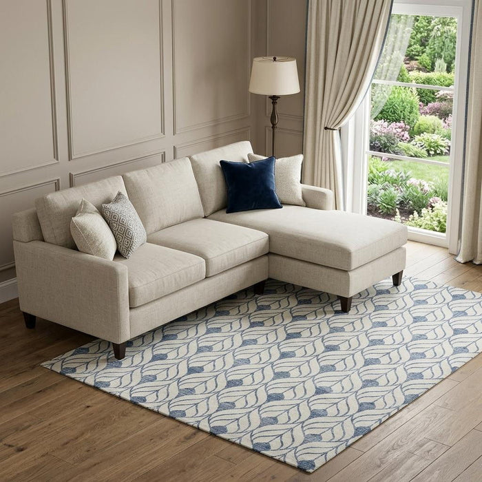 10' X 14' Geometric Washable Area Rug With UV Protection (673693) - Blue / Ivory