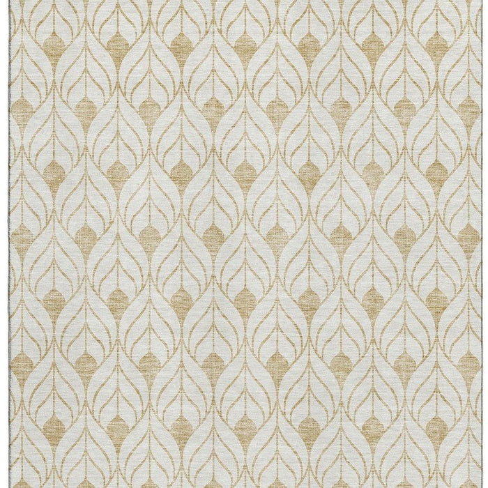 10' X 14' Geometric Washable Area Rug With UV Protection (673711) - Gold / Ivory