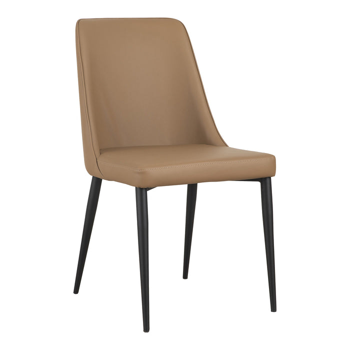 Upholstered Faux Leather Dining Side Chairs (Set of 2) - Tan / Black