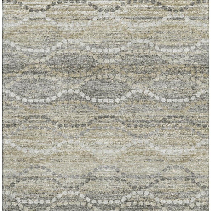 10' X 14' Abstract Geometric Washable Area Rug With UV Protection (715291) - Pewter / Ivory