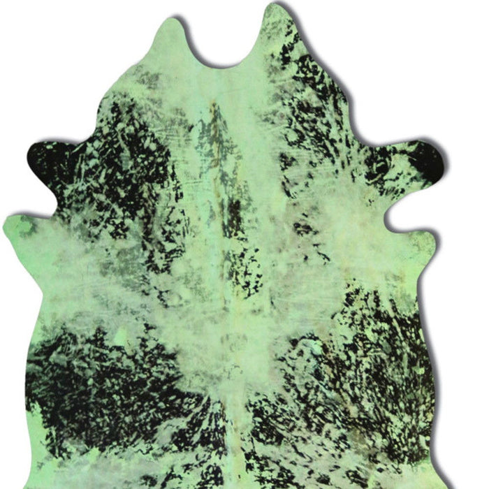 6' x 7' Cowhide Hand Knotted Area Rug - Green And Black