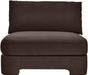 Meridian Furniture Hammond velvet upholstered armless stationary chair with plush fabric and modern design.