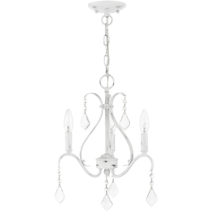 Three Light Dimmable Chandelier With Shades - White