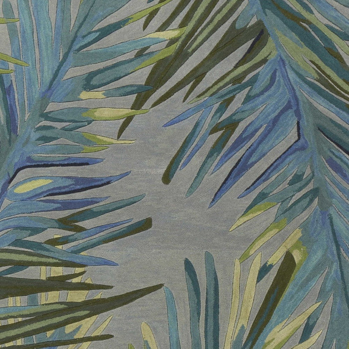 5' x 8' Hand Tufted Tropical Palms Indoor Area Rug - Gray Blue