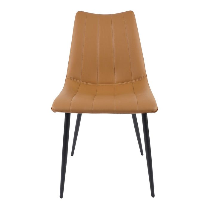 Upholstered Faux Leather Dining Side Chairs (Set of 2) - Tan