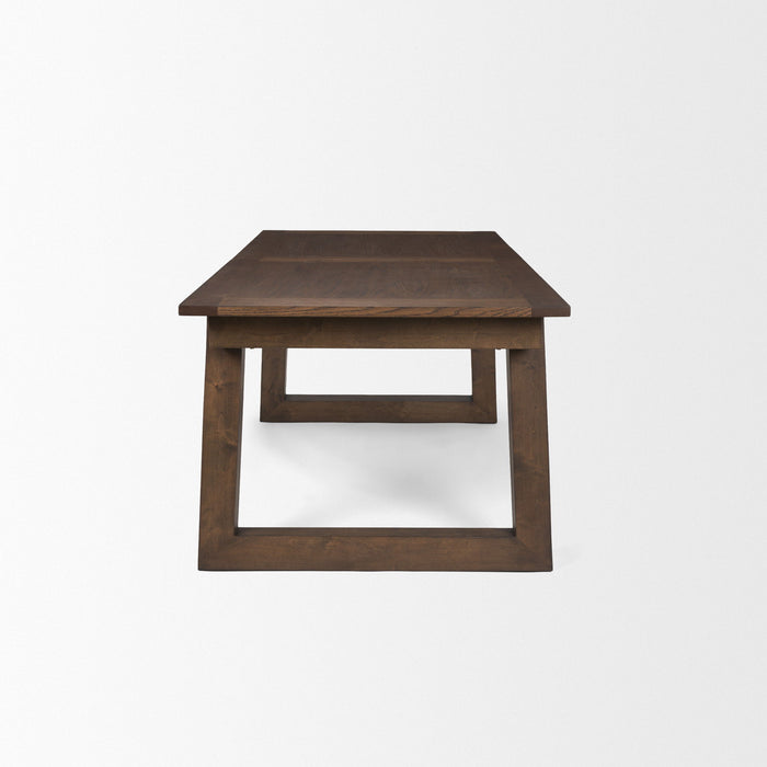 106" Solid Wood Self-Storing Leaf Sled Base Extendable Dining Table - Brown
